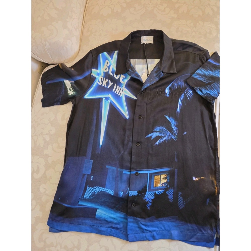 Blue Sky Inn Men's Button Up Viscose SS Shirt Made In Italy Size Med NEW! $375 - Picture 4 of 14